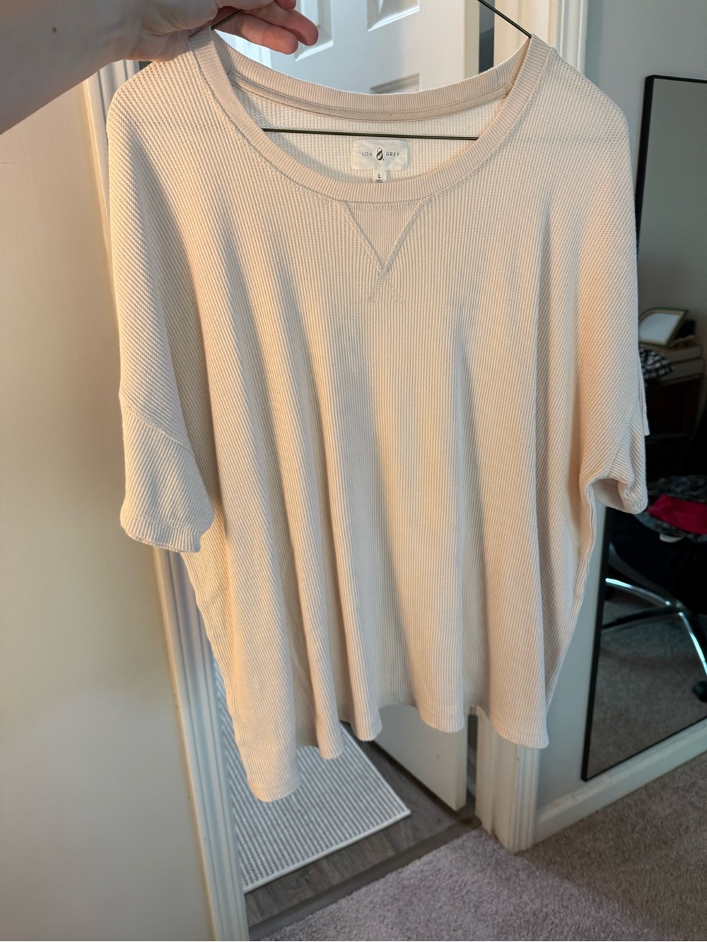 Lou & Grey Cream Ribbed Short-Sleeve Tee